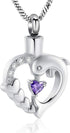 Yinplsmemory Dolphin Heart Cremation Urn Necklace for Ashes for Women Memorial Keepsake Pendant Necklace