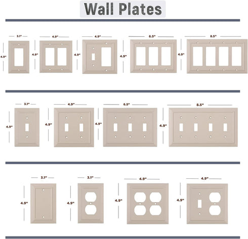 Pack of 4 of Wall Plate Outlet Switch Covers by SleekLighting | Classic Ivory Architecture Wall plates| Variety of Styles: Rocker/Receptacle/Toggle / & Combo | Size: (1 Duplex)