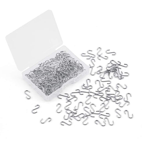 Rhinocats S Hooks, Small S Hooks?Mini S Hooks? 200 Pack Stainless S Shaped Hooks, 14mm Length ?Heavy Duty for Hanging