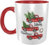 Red Christmas Coffee Truck Mug Cup for Home Office 11 Oz, Cute Funny Funky Flat Bottom Ceramic Mug Holiday Gifts for Women Men