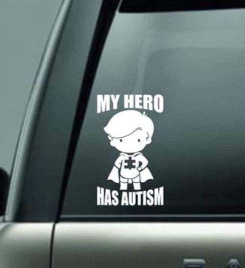 2pcs Autism Autistic My Superhero Sticker Decal for Laptop, Car, Window, Door, Shop