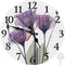 Britimes Round Wall Clock, Silent Non Ticking Clock 12 Inch, Decor for Bathroom, Bedroom, Kitchen, Office or School Purple Tulip