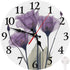 Britimes Round Wall Clock, Silent Non Ticking Clock 12 Inch, Decor for Bathroom, Bedroom, Kitchen, Office or School Purple Tulip