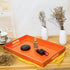 MAONAME Orange Serving Tray with Handles, Modern Decorative Tray for Coffee Table, Plastic Rectangular Tray for Ottoman, Bathroom, Decor, 15.75 x 10.2 x1.57