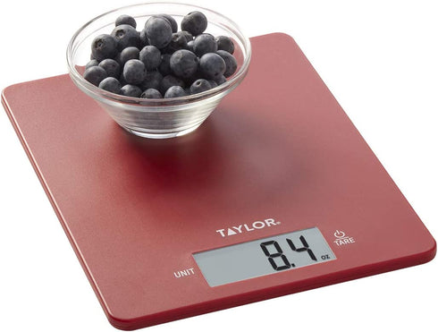 Taylor Precision Products Red 11lb Ultra Thin Digital Kitchen Scale, 0.37 inches