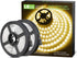 LE 12V LED Strip Light, Flexible, SMD 2835, 300 LEDs, 16.4ft Tape Light for Home, Kitchen, Party, Christmas and More, Non-Waterproof, Warm White, Pack of 2(Not Include Power Adapter)