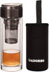 ADORBO Tea Bottle with Infuser BPA Free Double Wall Glass Travel Tea Mug with Stainless Steel Filter Leakproof Tea Bottle with Strainer for Loose Leaf Tea and Fruit Water 12 Ounce