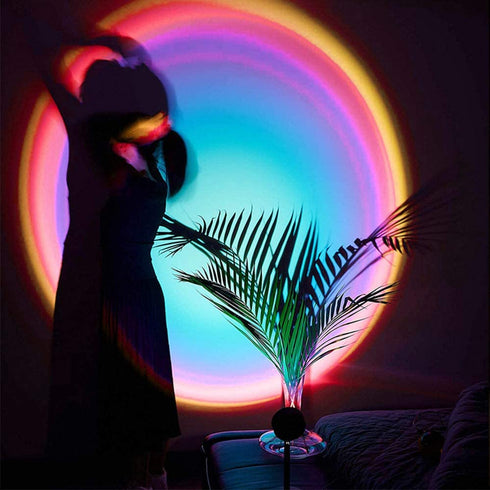 Sunset Lamp, Sunset Projector Lamp 10W LED Sunset Light Night Light 180 Degree Rotation Romantic Rainbow Light USB Charging for Bedroom Party Home Decor, Rainbow