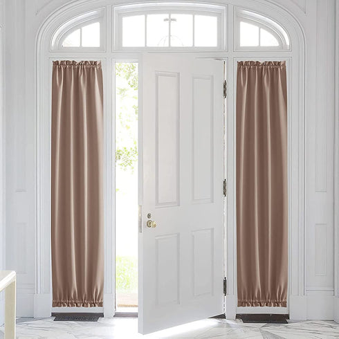 PONY DANCE Sidelight Door Panel - Glazed French Door Curtain Premium Blackout Window Drapes for Easy Installation Including Bonus Tieback, 25 Wide x 72 Long inch, Coffee Brown, 1PC