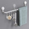 Avolare Suction Cup Towel Bar, Adjustable 24 Inches Towel Holder for Bathroom, Drill Free Removable Wall Mount Towel Rack with 5 Sliding Hooks, Hand Towel Hanger for Kitchen, Toilet, Shower, Door