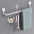 Avolare Suction Cup Towel Bar, Adjustable 24 Inches Towel Holder for Bathroom, Drill Free Removable Wall Mount Towel Rack with 5 Sliding Hooks, Hand Towel Hanger for Kitchen, Toilet, Shower, Door
