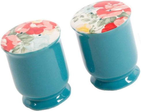 The Pioneer Woman Vintage Floral Ceramic Salt and Pepper Shaker Set,red, white, green