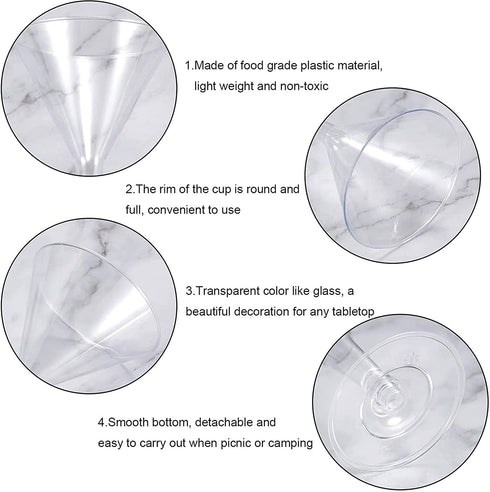 Plastic Martini Glasses Disposable Martini Glasses 6.5 oz Disposable Plastic Cup Plastic Dessert Cocktail Cup Nice for Appetizer Dessert Mousse for Weddings Parties Supply (48 Pieces)