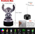 Yan-tech Cute Cartoon lilo Stitch 3D Visual Night Light 16 Colors Remote Control Touch Sensor USB Base Charge AA Battery Powered Baby Room Bedroom Table Light Kids Christmas Gift Deco