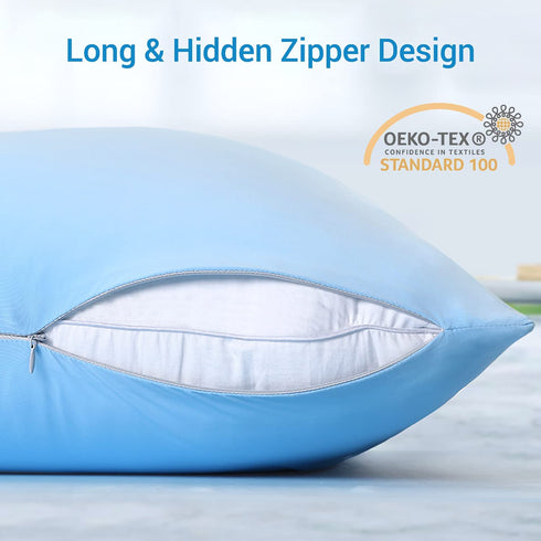 LUXEAR Cooling Pillowcases, Ultra Cool Pillow Cases with Stretch Japanese Q-max 0.55 Arc-Chill Cooling Fiber, Anti-Static Standard & Queen Size Cold Pillowcases for Hair Skin Night Sweat Hot Sleeper