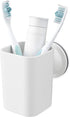 Umbra Flex Sure-Lock Toothbrush Holder, Bathroom Storage Tumbler, Cup for Toothpaste, Combs and Makeup Brushes - Attaches to Glass Panes, Mirrors and Tiles with SureLock Technology, No Drilling, White