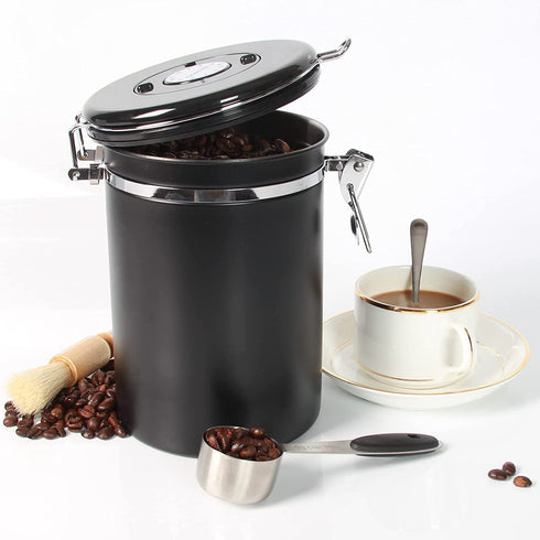 Feidet coffee canister , Airtight stainless steel coffee container with date tracker and scoop, 22 Oz coffee storage container for Grounds, Tea, Flour, Cereal, Sugar.
