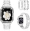 Mosonio Compatible with Apple Watch Band 40mm with Case Women, Jewelry Replacement Metal Wristband Strap with 2 Pack Bling PC Protective Cover for iWatch Series 6/5/4(Silver)