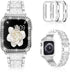 Mosonio Compatible with Apple Watch Band 40mm with Case Women, Jewelry Replacement Metal Wristband Strap with 2 Pack Bling PC Protective Cover for iWatch Series 6/5/4(Silver)