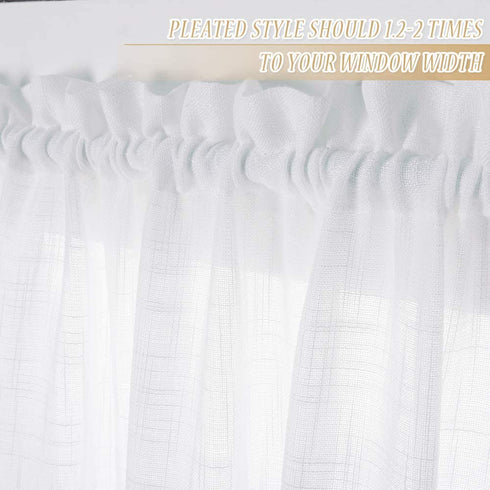 Window Treatments for French Doors - Linen Texture Semi Sheer Privacy Sidelight Panels Glass Door Curtains for Entry Door Front Door Foyer Window Blinds, 2 Free Ropes, 2 Panels, 30" x 72", White
