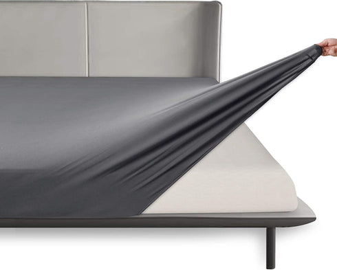 BROLEX King Fitted Sheet,1 Single Fitted Sheet Only,Ultra Soft Stretchy Jersey Knit,Wrinkle Free & Stay in Place,Fit Mattress Deep from 8" Up to 14",Grey