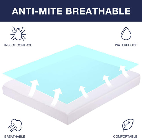 EXQ Home Mattress Cover Waterproof Mattress Protector Twin XL Size 6-Sided Zippered Mattress Encasement Fits 9-12 inch