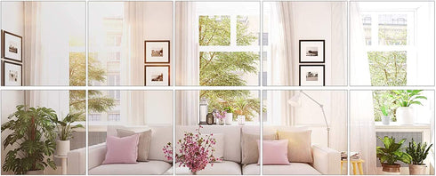 BBTO BBTO 10 Pieces Flexible Mirror Sheets Self Adhesive Non Glass Mirror Tiles Mirror Stickers for Home Wall Decor (8 x 10 Inch)