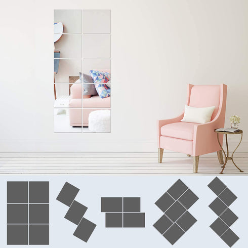 BBTO BBTO 10 Pieces Flexible Mirror Sheets Self Adhesive Non Glass Mirror Tiles Mirror Stickers for Home Wall Decor (8 x 10 Inch)