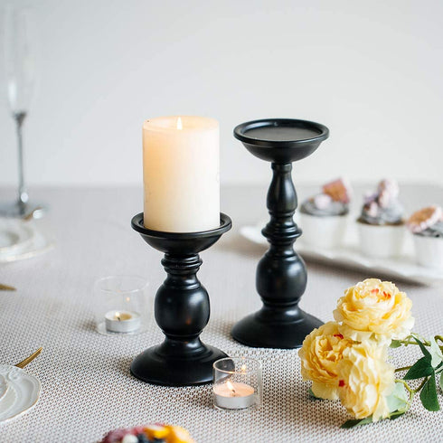 Retro Iron Candle Holder Cylindrical Candle Holder Table Candle Holder for Wedding, Festival and Birthday Candlelight Dinner Decorative Light Home D©cor Ornament Wedding Table Ornament (2Pcs)
