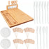 Bamboo Cheese Board with 4 Stainless Steel Knives and 8 Dessert Forks, 2 Seasoning Bowls, 20 Toothpicks Flags, Charcuterie Platter & Serving Tray for Wine, Biscuits, Salty Cheese and MeatBullet Points