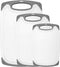 HOMWE Kitchen Cutting Board (3-Piece Set) - Juice Grooves with Easy-Grip Handles, Non-Porous, Dishwasher Safe - Multiple Sizes (Gray)