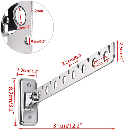 Sumnacon 12" Stainless Steel Clothes Hanger Rack, 2 Pcs Wall Mounted Folding Garment Hooks, Space Saver Clothing and Closet Rod Storage Organizer for Laundry Room Bedroom Bathroom Kitchen