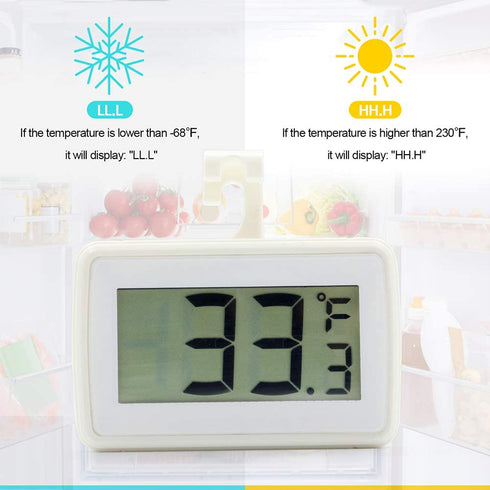 6 Pack Digital Refrigerator Thermometer, Waterproof Freezer Room Thermometer,High Precision Fridge Alarm Thermometer with Hook for Kitchen Home,°C/°F Convertible