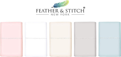 Feather & Stitch 2 Piece Pillowcase Set 100% Cotton 650 Thread Count Pillow Cases 20x40 Inches Bed Pillow Covers Cooling Ultra Soft Solid Luxury Bedding (King Size, Ivory)