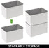mDesign Plastic Storage Stackable Durable 6 Qt. Container Bin Organizer Box with Lid - for Organizing Kitchen, Pantry, Bathroom, Bedroom - Holds Food, Snacks, Makeup - Light Gray/Clear