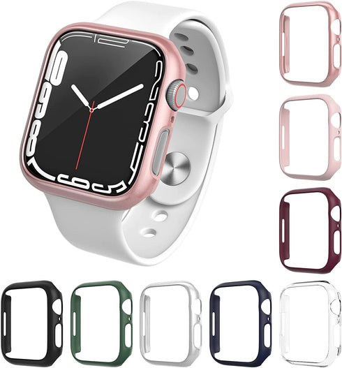 8 Pack Apple Watch 45mm Case, Wiki VALLEY Ultra-Thin Cover (No Screen Protector) Compatible with Apple Watch Series 8/7 45mm, iWatch 8/7 Hollow Protective Hard PC Bumper Case Face Cover Accessories