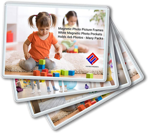 Magnetic Photo Holders for Refrigerator - Magnetic Photo Picture Frames - White Magnetic Photo Pockets - Holds 4x6 Photos (20)