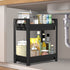 SOYO Under Sink Organizer, 2-Tier Under Bathroom Sink Organizers Cabinet Storage, Standing Rack Organizer, Bath Collection Baskets with Hook, Multi-Purpose Storage Shelf for Kitchen Laundry, Black