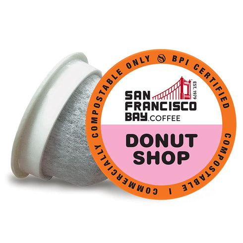 San Francisco Bay Coffee OneCUP Donut Shop 12 Ct Light Roast Compostable Coffee Pods, K Cup Compatible including Keurig 2.0