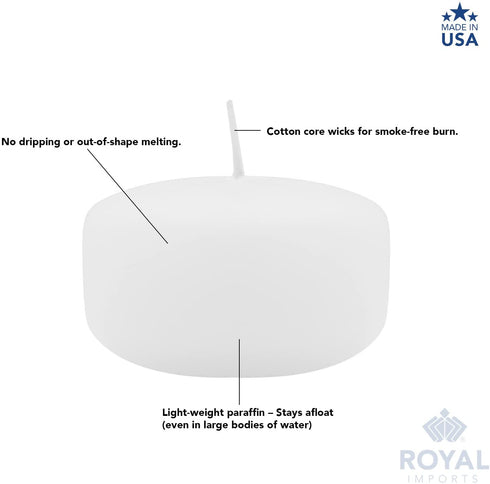 Royal Imports Floating disc Candles for Wedding, Birthday, Holiday & Home Decoration, 2 Inch, White Wax, Set of 36