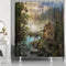 NYMB Natural Scenery Lake House Shower Curtain Sets, Wooden Cabin Pine Tree in Magic Forest, Waterproof Fabric Bath Curtain Bathroom Accessories Decor Set with Hooks, 69X70 in