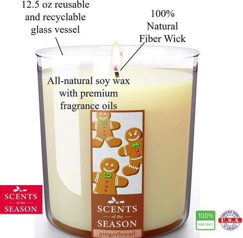 Gingerbread Christmas Cookie Scented Candles | All-Natural Clean Soy Candle | Delightful Home Fragrance | Non-Toxic Long Burning Soy Wax | 12.5 oz Jar | Hand Made in the USA by Stillwater Bath and Body