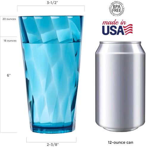 US Acrylic Optix 20-ounce Plastic Tumblers | set of 8 in Jewel Tone Colors
