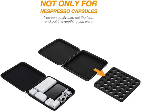 ROMAUNT Protective Carrying Case Compatible with Nespresso OrignalLine Capsules, Accessory for Portable Espresso Machine, Travel Coffee Pods Holder EVA Material Hard Shell Hold 36 Pods (black)