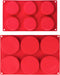 Webake Silicone Molds for 3 Inch and 4 Inch Round Disc Pan for Cake, Muffin Top, Bun, Custard, Tart, Resin Coaster, 6 Cavity, Red Set of 2
