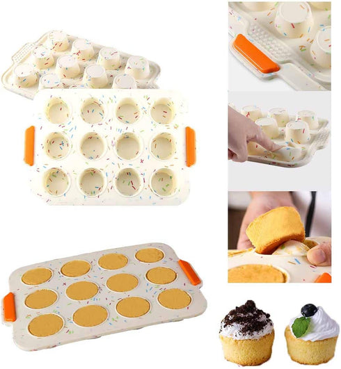 QAQGEAR 4 Pack Silicone Macaron Baking Mats for Making Macaroons Bread and Pastry, Non-Stick, with Silicone Brush and Muffin Cake Mold Cupcake Pan, BPA Free