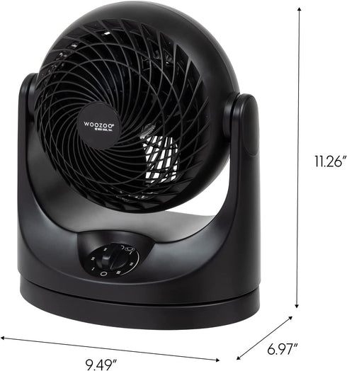IRIS USA WOOZOO Oscillating Fan, Vortex Fan, Air Circulator, Desk Fan, Portable Fan, 3 Speed Settings, 7 Tilting Head Settings, 43ft Max Air Distance, Medium, Black