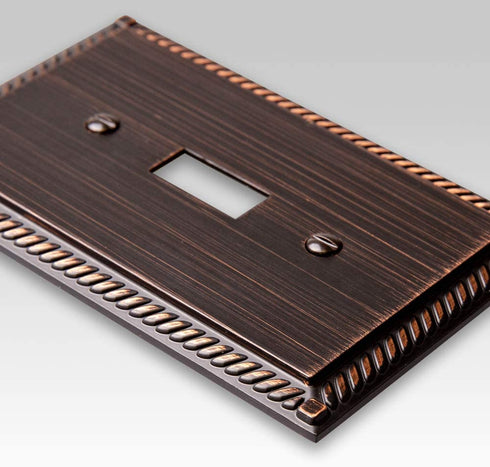 Amerelle Georgian Double Duplex Cast Metal Wallplate in Aged Bronze