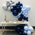 Wecepar 168pcs DIY Balloons Garland with Night Blue Macaron Blue Metallic Sliver Grey Balloon Arch Garland For Jungle Safari Theme Party Woodland , Weddings , Birthday Parties , Baby shower Party Decorations