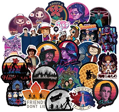 YOUTHSTORE 50PCS Stranger Things Movie Stickers Halloween Decorations Laptop Sticker Wardrobe Car Skateboard Motorcycle Bicycle Mobile Phone Luggage Guitar DIY Decal for Teens (Stranger Things 50)